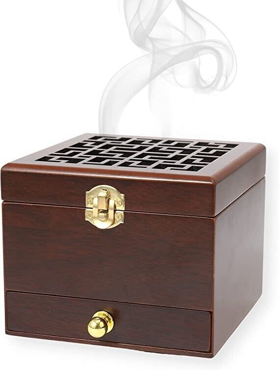 Wood Charcoal Incense Burner Resin Holder Black Natural Box Distiller Aroma Nazareth Store