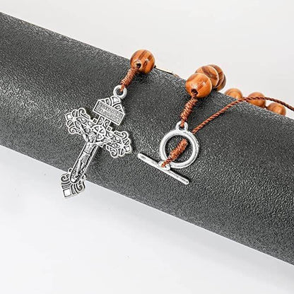 St. Michael Car Rearview Mirror Rosary One Decade Protection Wood Beads - Nazareth Store