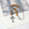 One Decade St. Benedict Car Rearview Mirror Rosary Wood Protection Beads Nazareth Store