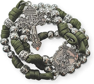 St.Michael Paracord Rosary Necklace Alloy Beads Our Father Jesus Crucifix Nazareth Store