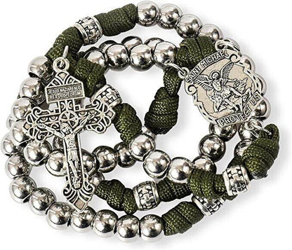 St.Michael Paracord Rosary Necklace Alloy Beads Our Father Jesus Crucifix - Nazareth Store
