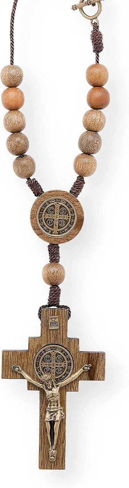 St. Benedict Wood Beads Car Rearview Mirror Rosary One Decade Protection Chaplet - Nazareth Store