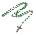 Malachite Natural Stone Rosary Beads Necklace Holy Soil & Cross Crucifix Nazareth Store