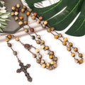 Yellow Jasper Natural Stone Rosary Beads Necklace Holy Soil & Cross Crucifix Nazareth Store