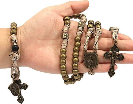Antique Bronze Alloy Beads Paracord 5 Decades Rosary Necklace and One Decade Rosary Set - Nazareth Store