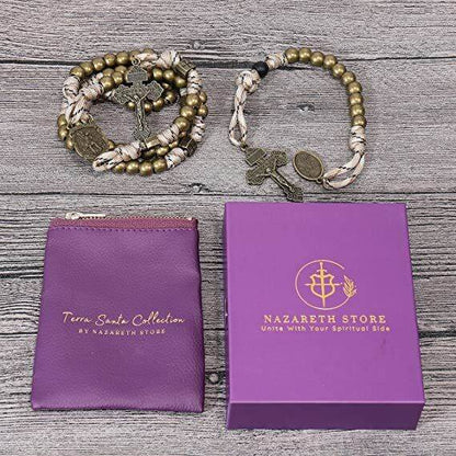 Antique Bronze Alloy Beads Paracord 5 Decades Rosary Necklace and One Decade Rosary Set - Nazareth Store