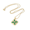 Green Topaz Jerusalem Cross Crusaders Pendant Necklace Gold Plated 18k Nazareth Store