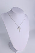 Cluster Cross Sterling Silver 925 Women CB ZIrconia Pendant Chain Necklace 18