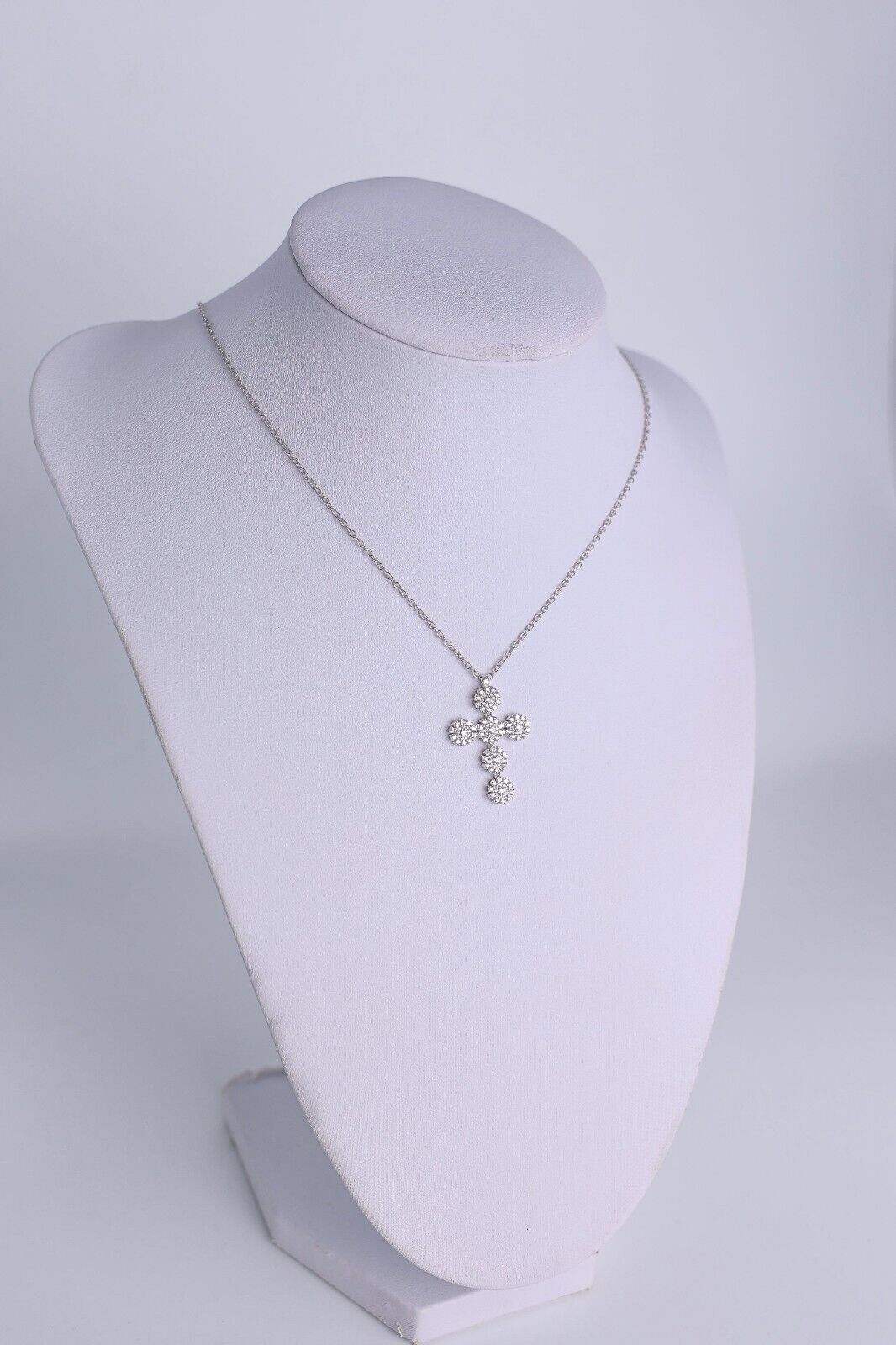 Cluster Cross Sterling Silver 925 Women CB ZIrconia Pendant Chain Necklace 18" Nazareth Store