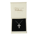 Cluster Cross Sterling Silver 925 Women CB ZIrconia Pendant Chain Necklace 18