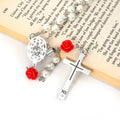 White Pearl Beads Rosary Our Father Prayer Projection and Miraculous Medal 22