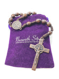 St Benedict Wood Rosary Cord Beaded Chaplet Wood Beads Saint Medal & Cross Nazareth Store