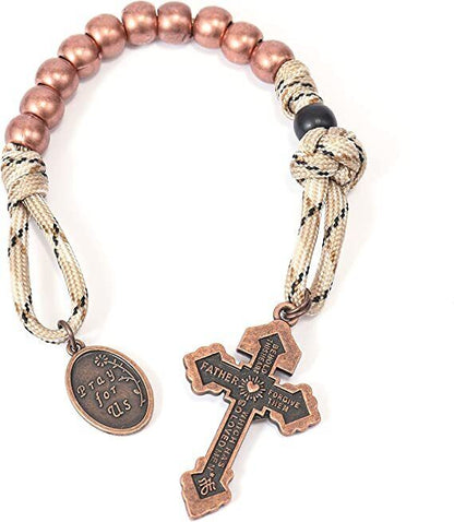 Set Antique Copper Alloy Beads Rugged Rosary Necklace with One Decade Rosary 22" Nazareth Store