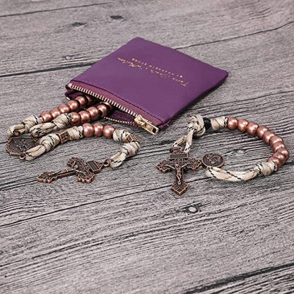 Set Antique Copper Alloy Beads Rugged Rosary Necklace with One Decade Rosary 22" Nazareth Store