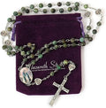 Jasper Stone Beads with Miraculous Epoxy Heart Metal Beads Rosary Necklace Nazareth Store