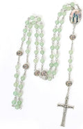 Green Aventurine Beads with Miraculous Epoxy Heart Metal Beads Rosary Necklace Nazareth Store