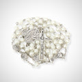 White Pearl Beads Communion Rosary Guardian Our Father Beads St.Michael Medal Nazareth Store