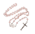 Pink Crystals Beads Rosary Necklace Miraculous Medal & Cross Crucifix 20