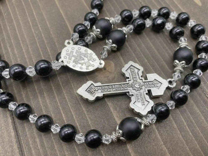 Agate Stone Beads Rosary Necklace with Miraculous Medal - Nazareth Store