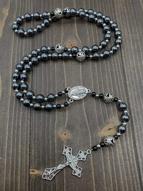 Hematite Rosary Necklace - Nazareth Store