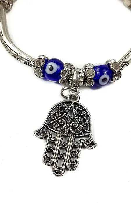 Blue Beads Evil Eye Bracelet Hamsa Hand of Fatima for Men Women Stretch Bracelets Lucky Charm Nazareth Store