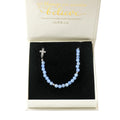 Blue Quartz Beads Cross Necklace Gemstones Faith Choker 15