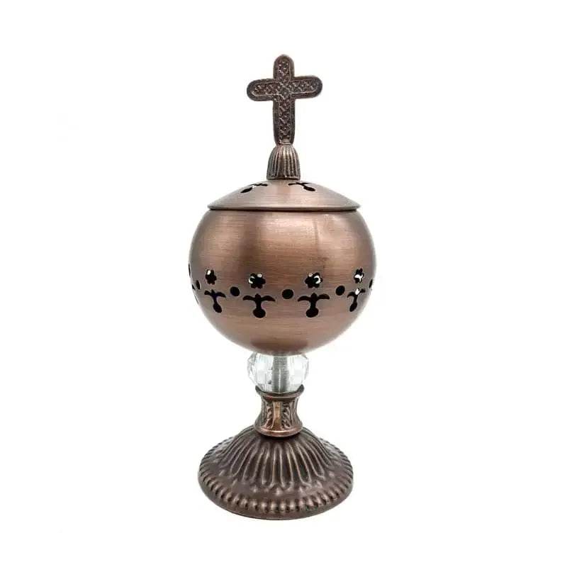 Charcoal Resin Burner Bronze Polished Brass Incense Censer Vintage Design - Nazareth Store