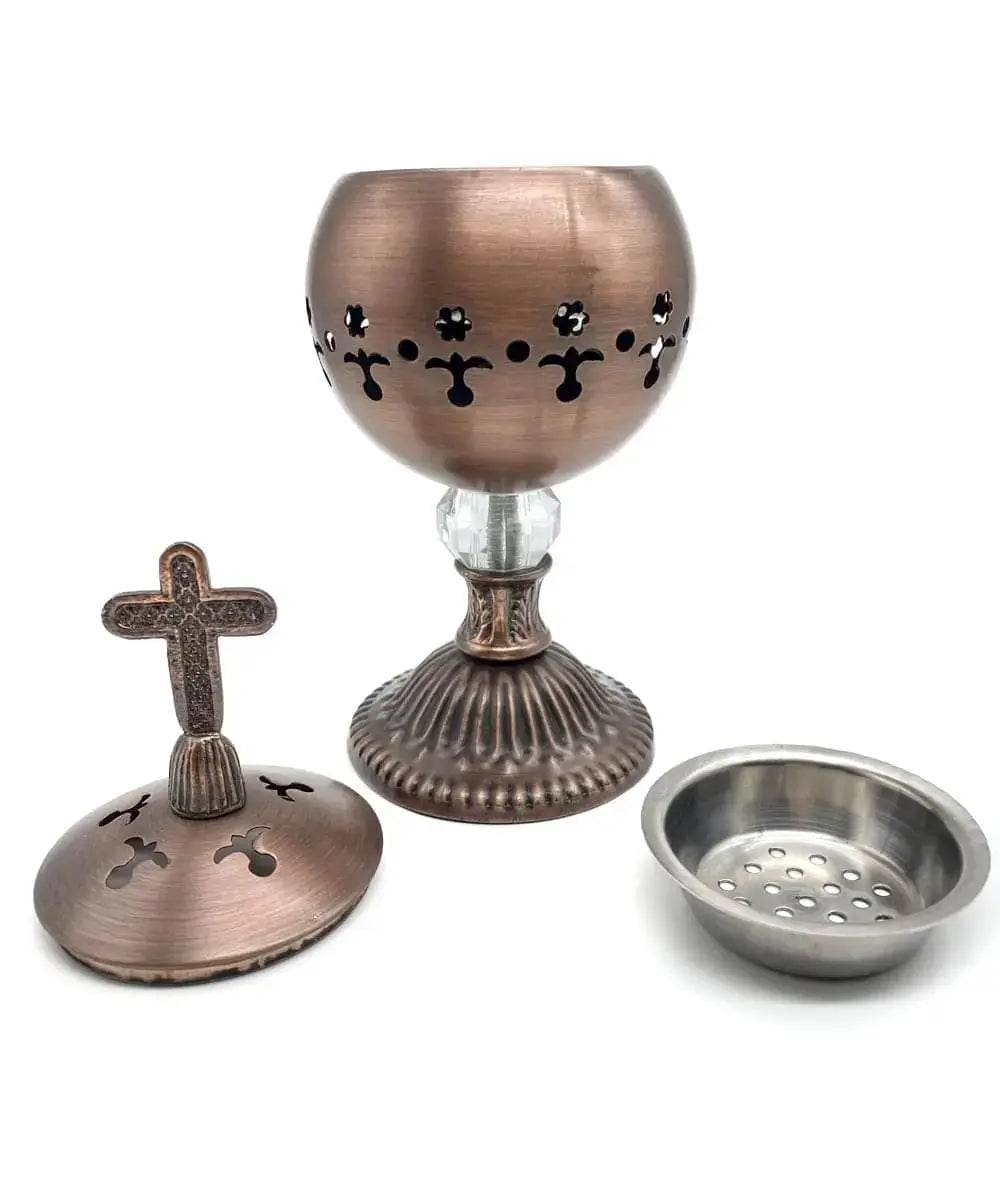 Charcoal Resin Burner Bronze Polished Brass Incense Censer Vintage Design - Nazareth Store