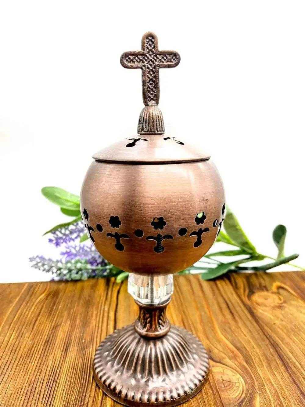 Charcoal Resin Burner Bronze Polished Brass Incense Censer Vintage Design