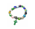 Colorful Agate Stone Beads Rosary Wrist Bracelet Handmade Hanging Cross Nazareth Store
