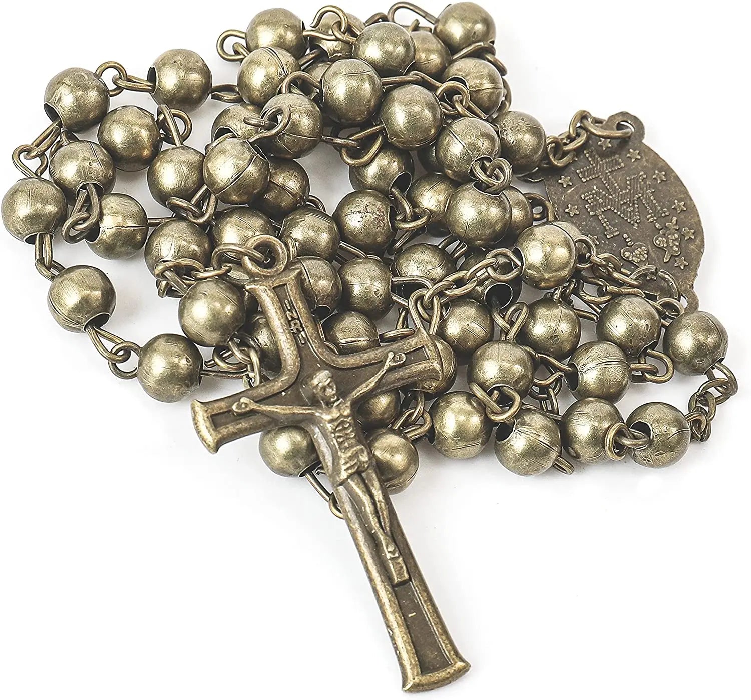 Combat Rosary Necklace Metal Beads St Therese Virgin Of The Smile Medal Nazareth Store