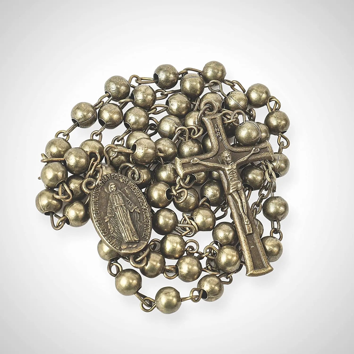 Combat Rosary Necklace Metal Beads St Therese Virgin Of The Smile Medal Nazareth Store