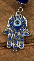 Evil Eye Silver Hamsa Keychain Hand Fatima Protection Charm Nazareth Store