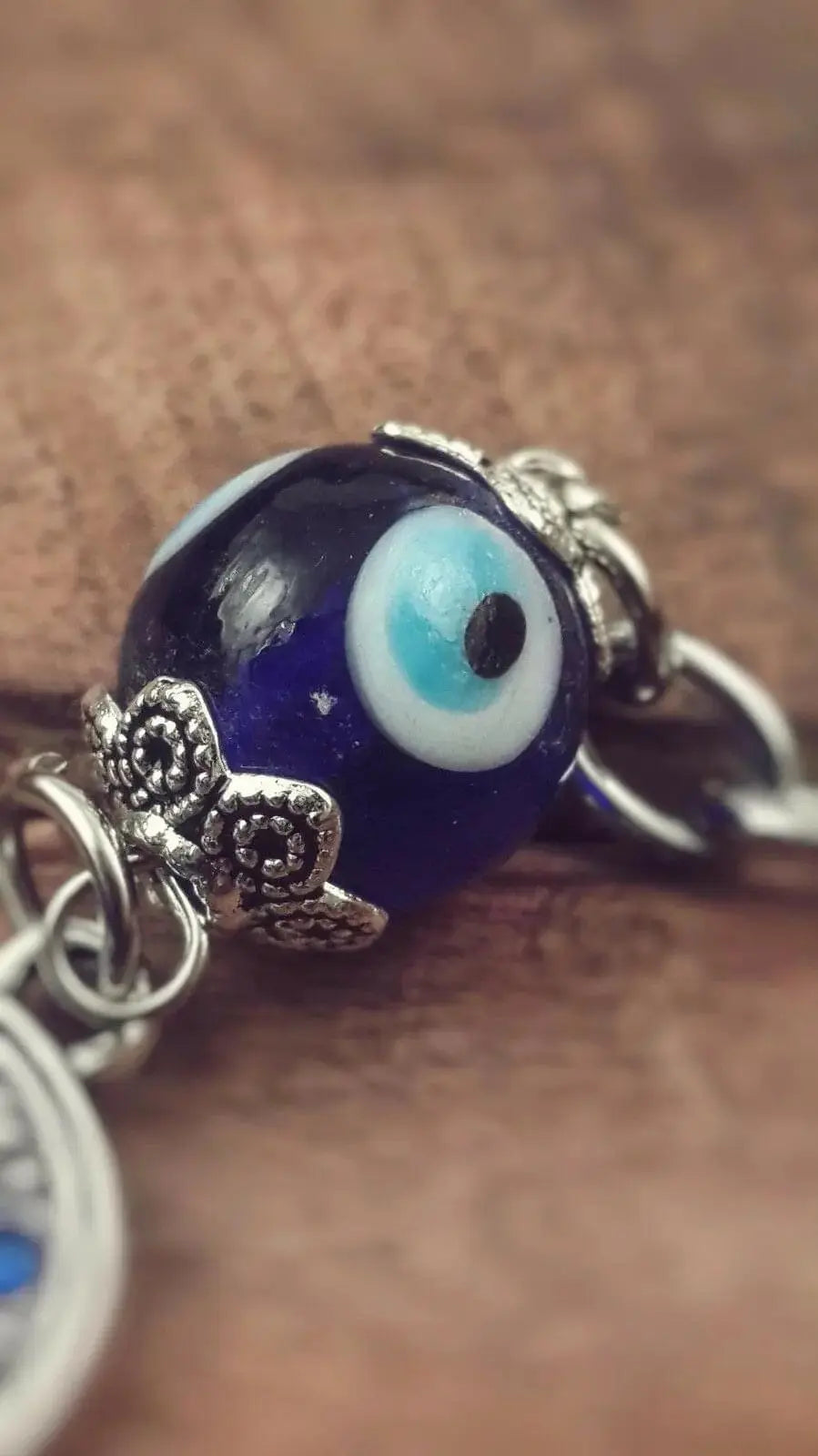 Evil Eye Silver Hamsa Keychain Hand Fatima Protection Charm Nazareth Store
