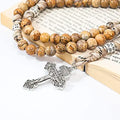 Gemstone Beads Rosary Paracord Rugged Set Healing Stone Beads St.Michael Rosary Necklace