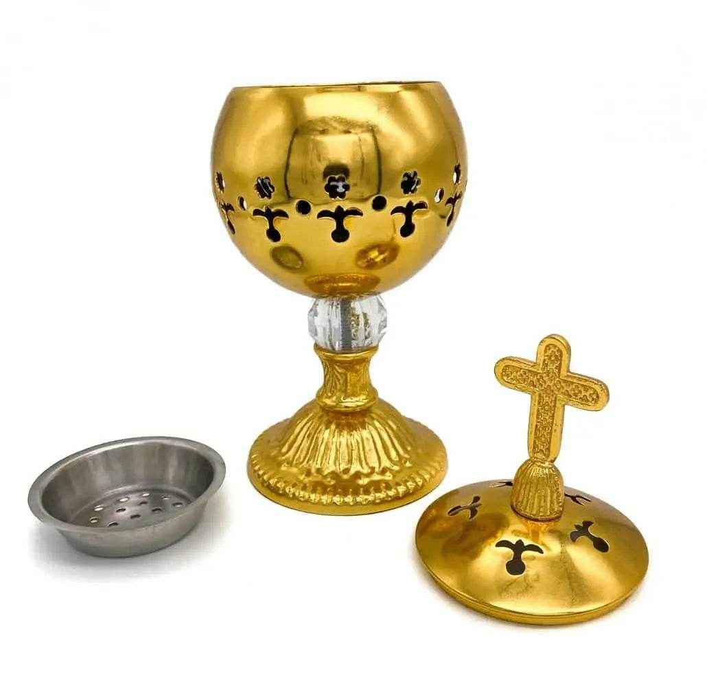 Gold Charcoal Incense Burner Censer Christian Church Incense Holder