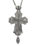 Green Crystals Bishop Pectoral Cross Silver Crystallized Zircons Clergy Crucifix 23