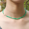 Green Jade Beads Gemstones Women Necklace Choker with Cross Faith Necklace 15