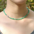 Green Jade Beads Gemstones Women Necklace Choker with Cross Faith Necklace 15