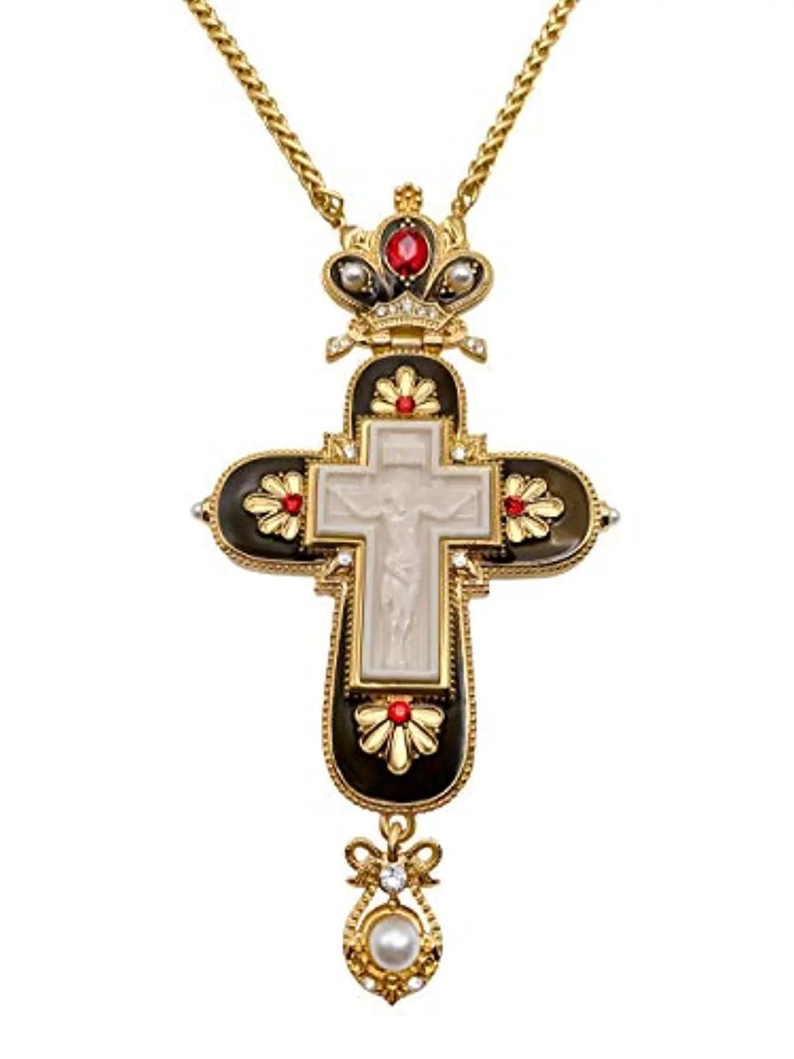 Pectoral Cross Necklace Black Enamel Cross - Nazareth Store