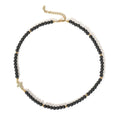 Lava Rock Beads Gemstones Unisex Necklace Choker with Cross Faith Necklace 15