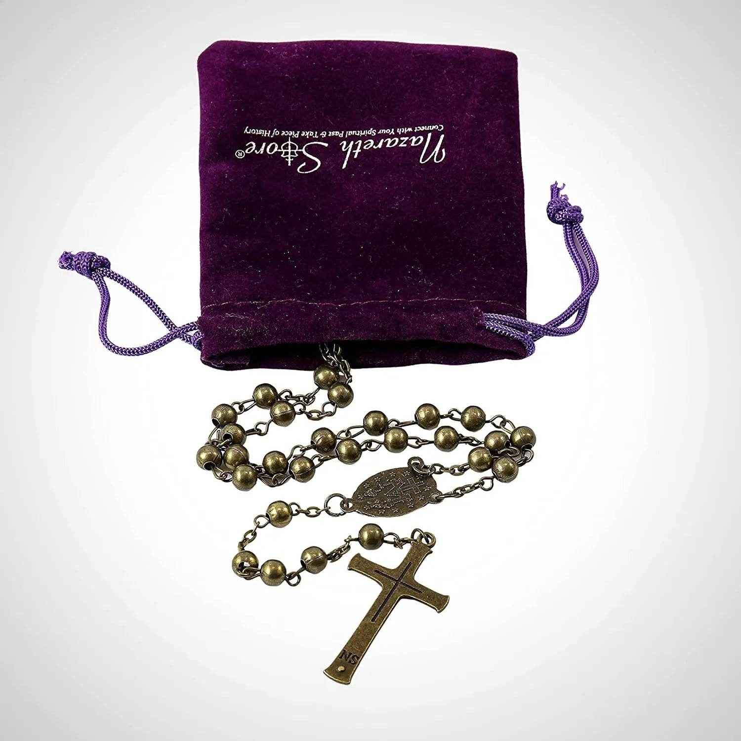 Combat WW2 Rosary Necklace Metal Beads with Miraculous Medal & Jesus Cross - Nazareth Store