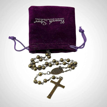 Combat WW2 Rosary Necklace Metal Beads with Miraculous Medal & Jesus Cross - Nazareth Store