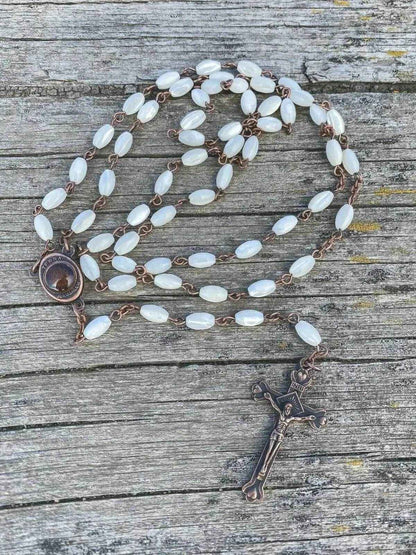 White Shell Beads Pearl Rosary Vintage Design Chaplet