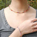 Multicolor Agate Beads Cross Necklace Gemstones Faith Choker 15