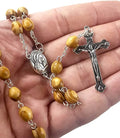 Olive Wood Beads Prayer Rosary Necklace Holy Soil Medal & Cross Crucifix Nazareth Store