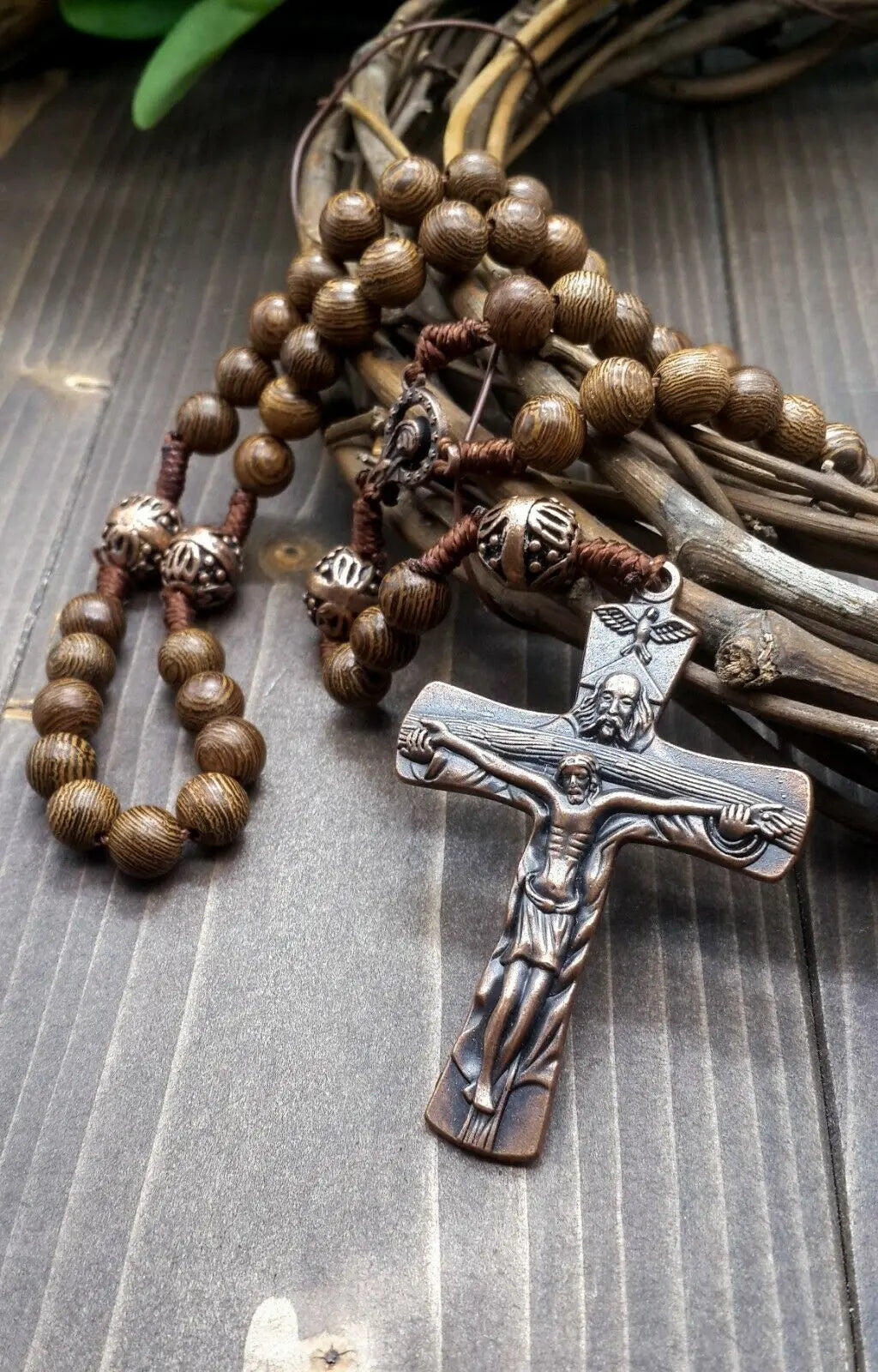 6 MM Orange Thread Rosary - la corona del rosario