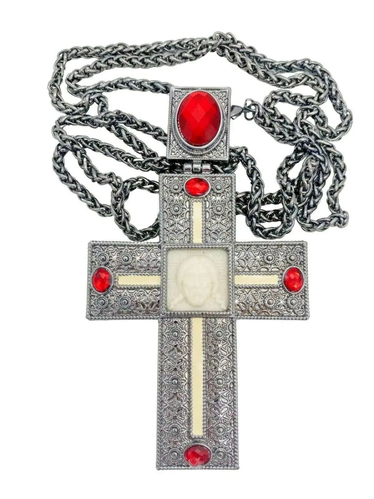 Ox Silver Clergy Pectoral Cross Necklace Priest Bishop Crucifix