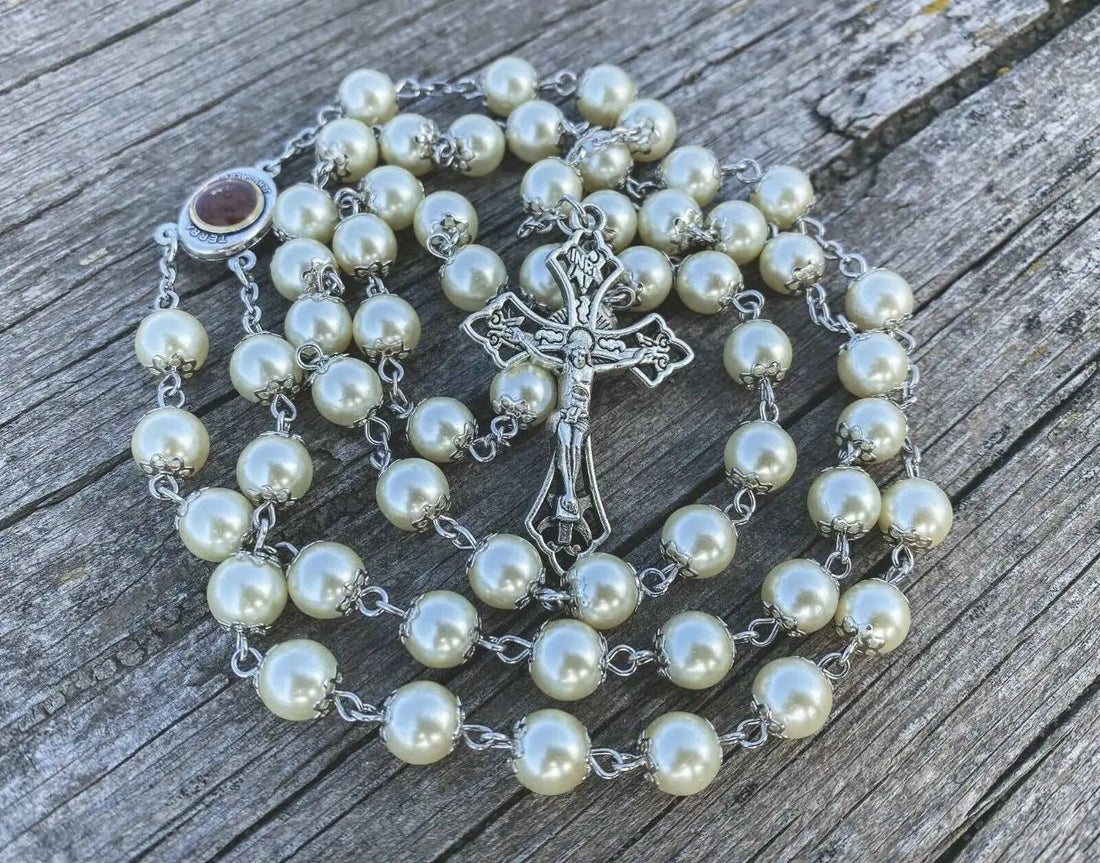 Pearl Rosary Cream Beads - Nazareth Store