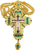 Pectoral Cross Green Zircons Crystallized Christian Priest Bishop Clergy Crucifix Pendant Necklace 21